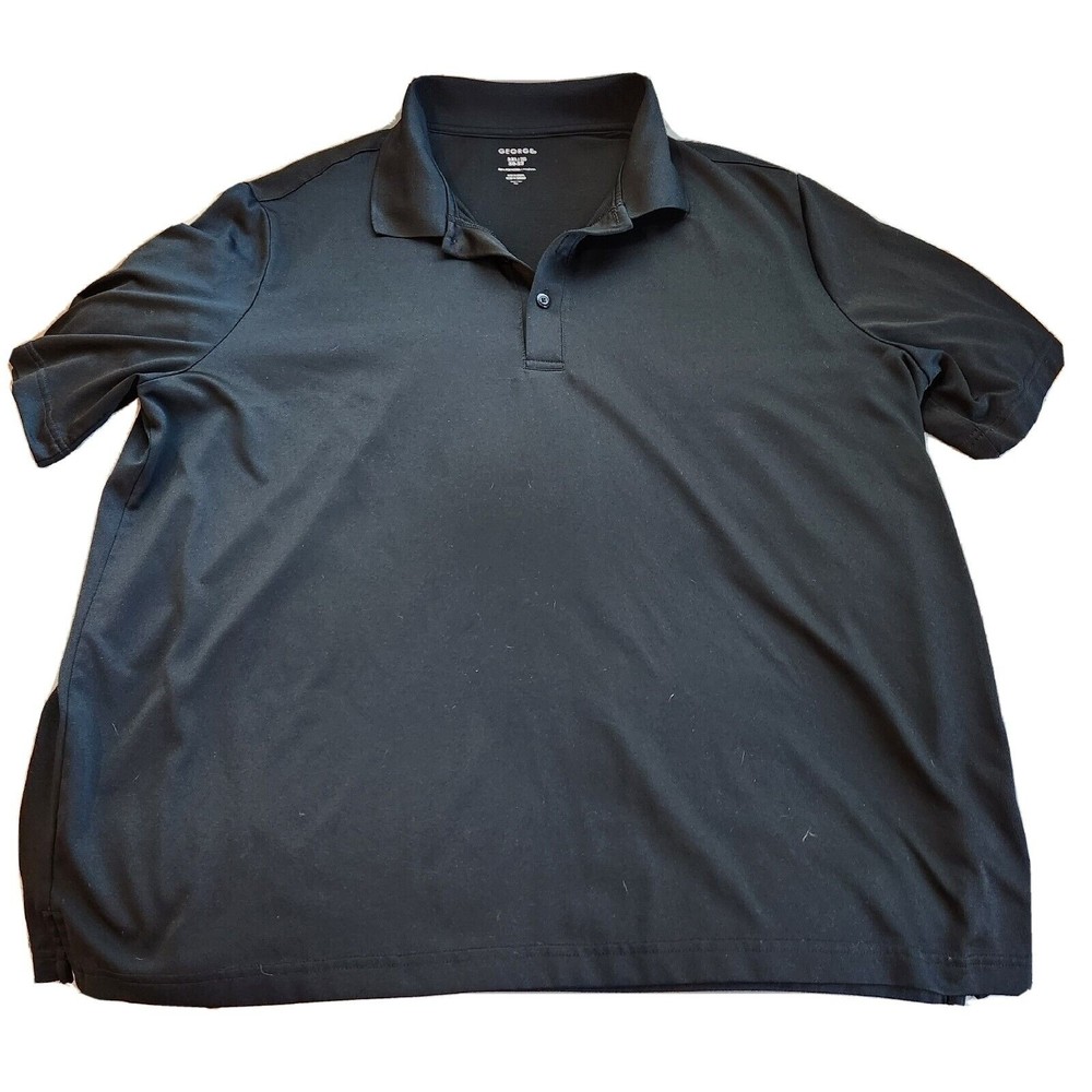 GEORGE Polo Mens Short Sleeve Top‎ Shirt Mens Black 2XL Golf Activewear Big